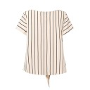 Blouse à rayures pour femmes avec décolleté en V et nœud à la taille Blouse légère et élégante pour un usage quotidien 2