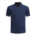 Blouse de chef à manches courtes col montant boutons polyester vêtement de travail en cuisine vêtements gastronomiques 2