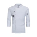 Blouse de chef à manches longues col montant boutons poches coton polyester vêtement de travail de cuisine tenue gastronomique 2