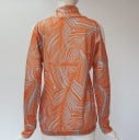 Blouse femme à épaules dénudées et col haut Manches longues Motif de feuilles saisissant Polyester léger Coupe ample Pour le printemps 9