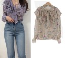 Blouse femme avec nœud et volants 2