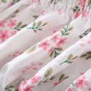 Blouse fleurie pour femmes à épaules nues à manches courtes avec taille froncée 2