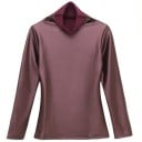 Blouse moulante pour femmes en cuir synthétique et polyester avec des manches longues ajustées Col haut au cou Surface brillante Style 5