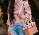 Blouse rose pour femme à manches longues 2