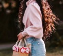 Blouse rose pour femme à manches longues 3