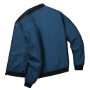 Blouson aviateur de printemps bleu foncé pour homme avec fermeture éclair Veste légère élégante avec poignets élastiques Veste de transition 2