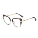 Blue Light Blocking Glasses for Computer and Mobile Square Cat Eye Frame Thin Metal Bridge and Sides Clear Lenses 3