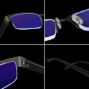 Blue Light Blocking Glasses for Computer and Phone Rectangular Semi-Rimless Frame in Grey Metal Black Temples Nose Pads on Arms 5