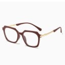 Blue Light Blocking Glasses for Computer Bold Plastic Geometric Frames Gold-Coloured Metal Arms Transparent Lenses 5