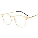 Blue Light Blocking Glasses for Computer Retro Frames with Prominent Upper Line Metal Temples and Lower Rim Rounded Clear Lenses 4