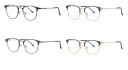 Blue Light Blocking Glasses for Computer Retro Frames with Prominent Upper Line Metal Temples and Lower Rim Rounded Clear Lenses 6