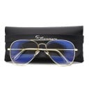 Blue Light Blocking Glasses for Computer Work Pilot Shape with Double Bridge Case Included Thin Metal Frame 3