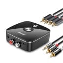 Bluetooth 5.0 AUX přijímač hudby do reproduktorů s kabely RCA a jack 3,5 mm na RCA Dosah 10 m Rozměry 5,4 x 5,4 x 1,2 cm Černý 2