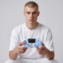 Bluetooth gamepad 9,8 x 16 cm για PS4 PS3 και PC με RGB φωτισμό και touchpad ασύρματος χειριστήριο με 6άξονα γυροσκόπιο 3