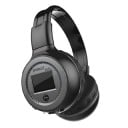Bluetooth-hörlurar över öronen med FM-radio och Micro SD-kortplats Skärm på kåpan Mikrofon för samtal Jack 3,5 mm Livslängd 8 timmar 4