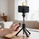 Bluetooth selfie bot a állvány LED világítással 71 cm Távirányító 360°-ban forgatható telefon tartó fényképezéshez és videókhoz 3