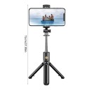 Bluetooth selfie tyč se stativem a LED světlem 71 cm Dálkové ovládání Otočný držák telefonu 360° pro focení a videa 7