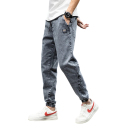 Blugi cargo largi pentru bărbați, stil streetwear, talie elastică cu șnururi, buzunare multiple, pantaloni lejeri cu tiv elastic pentru bărbați 7