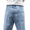 Blugi cargo largi pentru bărbați, stil streetwear, talie elastică cu șnururi, buzunare multiple, pantaloni lejeri cu tiv elastic pentru bărbați 3
