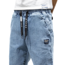Blugi cargo largi pentru bărbați, stil streetwear, talie elastică cu șnururi, buzunare multiple, pantaloni lejeri cu tiv elastic 7