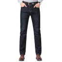 Blugi clasici elastici pentru bărbați, croială slim fit, croială îngustă, material elastic confortabil, pantaloni moderni pentru oraș, pantaloni slim eleganți din denim 1
