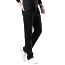 Blugi de iarnă pentru bărbați, negri, elastici, cu croială dreaptă, căptușeală din fleece, pantaloni calzi pentru vreme rece, eleganți, de iarnă 1