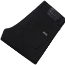 Blugi de iarnă pentru bărbați, negri, elastici, cu croială dreaptă, căptușeală din fleece, pantaloni calzi pentru vreme rece, eleganți, de iarnă 4