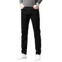 Blugi skinny din fleece pentru bărbați, de iarnă, elastici, cu căptușeală din fleece, pantaloni de pluș caldi pentru vreme rece, eleganți 3