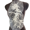 Blumen Spitzenapplikation 47 x 16 cm Polyester bestickte Applikation Dekoratives Spitzenornament für Kleider Blusen Kleidung und Handarbeiten 2