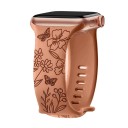 Blumengravur-Armband 42 44 45 46 49 mm für Apple Watch Series 1–10 SE SE2 Silikonarmband mit Schmetterlingen und wilden Blumen 5