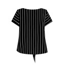 Blusa a righe da donna con scollatura a V e fiocco in vita Blusa elegante e leggera per l'uso quotidiano 7