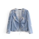 Blusa azul de mujer con lazos 1