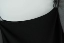 Blusa corta nera da donna con maniche trasparenti arricciate e bordi a volant Scollatura ampia Poliestere Top alla moda per feste e serate 5