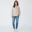 Blusa da donna a pois con maniche lunghe a palloncino e fiocco al collo con arricciatura sul retro e struttura di tessuto trasparente 2