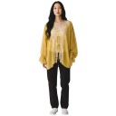 Blusa da donna a taglio largo con pizzo al centro del davanti, maniche lunghe e larghe, scollo a barca e fiocco 1