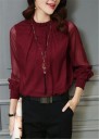 Blusa da donna con colletto arricciato e lunghe maniche trasparenti Maniche arricciate ai polsi Miscela di cotone con poliestere 5