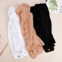 Blusa da donna con maniche lunghe e volant verticali davanti e dietro Fila di bottoni sulla schiena Collo rotondo Poliestere e cotone 9
