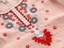 Blusa da donna con ricami ornamentali per la natura e le escursioni Maniche ampie con orlo arricciato e volant Colletto rotondo Cotone e lino 5