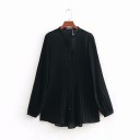 Blusa da donna plissettata con manica lunga arricciata Colletto Chiusura con bottoni Classica vestibilità più ampia Materiale piacevole 2