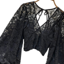 Blusa da donna semi-trasparente Taglia universale Scollatura a V Maniche lunghe Arricciatura Legatura dietro il collo Elegante 6