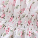 Blusa de flores para mujer con hombros al aire Manga corta Corte fruncido con goma en la cintura Blusa elegante de verano 3