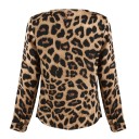 Blusa de mujer con clásico patrón de leopardo Escote en V profundo Mangas largas con puños Corte cómodo Material poliéster 5