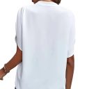 Blusa de mujer con cuello Escote en V Manga corta Blusa elegante de poliéster adecuada para el trabajo 2