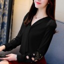 Blusa de mujer con flores Emilia negro