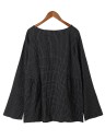 Blusa feminina solta com mangas longas Padrão xadrez suave Decote redondo Franzido nas laterais Barra inferior arredondada 100% 10