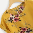 Blusa gialla da donna con fiori 2