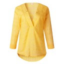 Blusa in cotone per donna con scollatura a V sagomata e colletto Maniche lunghe Vestibilità informale ampia Retro allungato 6