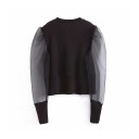 Blusa nera con maniche trasparenti 3