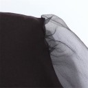 Blusa nera da donna con lunghe maniche voluminose e trasparenti Chiusura a bottoni Collo rotondo Ampie polsini Poliestere e cotone 5