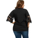 Blusa nera da donna in taglie comode 1